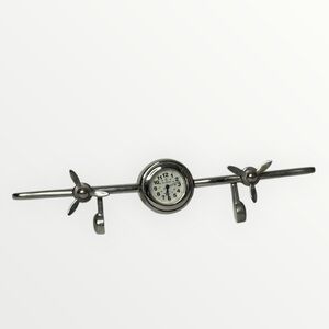 Skagen Denmark Airplane Chrome Desktop Paperweight Quartz Clock